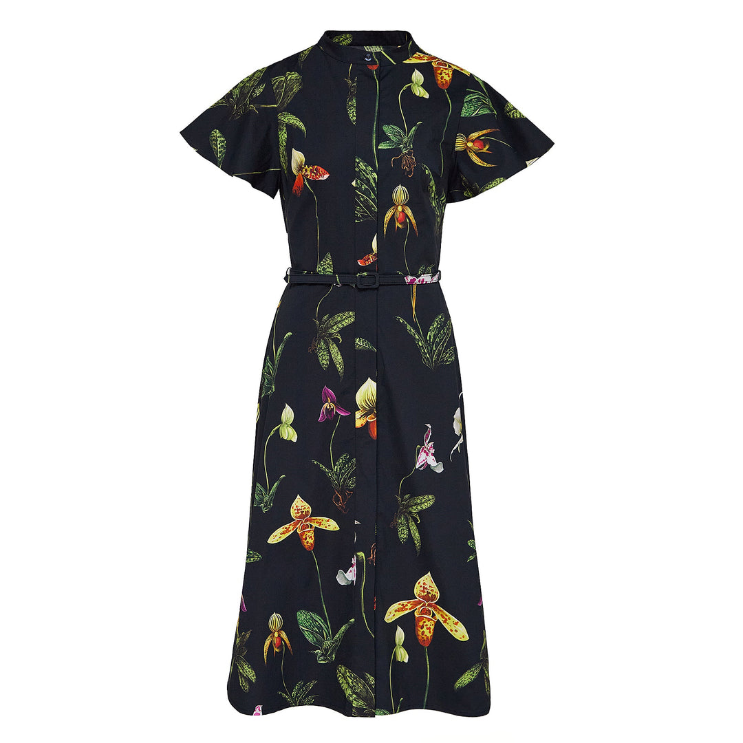 Short Sleeve  Button Front Orchid Dress