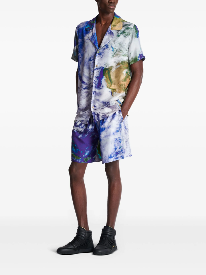 Earth Print Silk Pyjama Shirt
