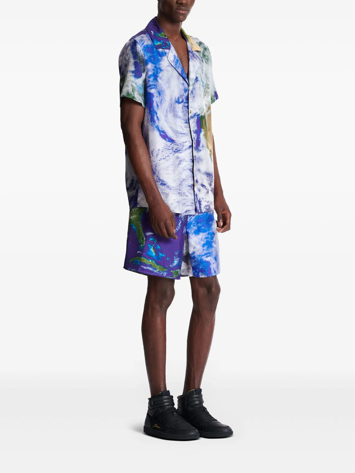 Earth Print Silk Pyjama Shirt