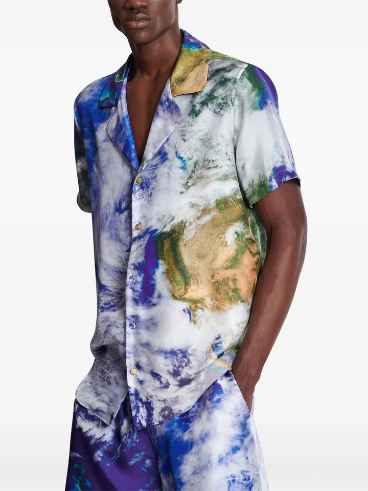 Earth Print Silk Pyjama Shirt