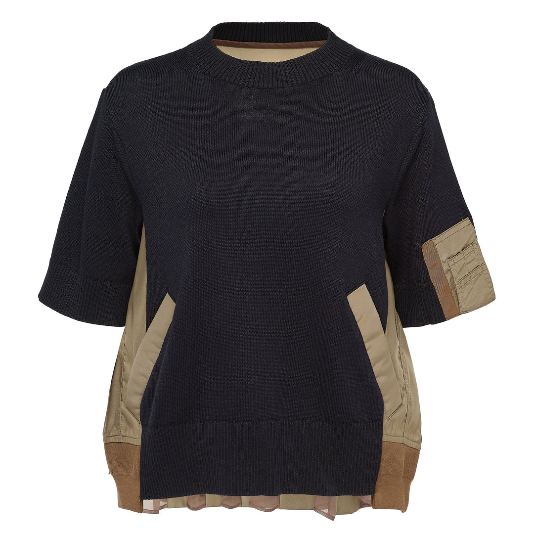 Nylon Twill X Knit Pullover