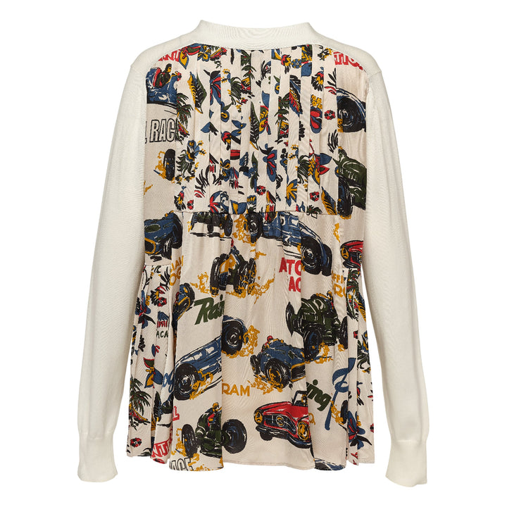 Car Race Tropical Print Cardigan