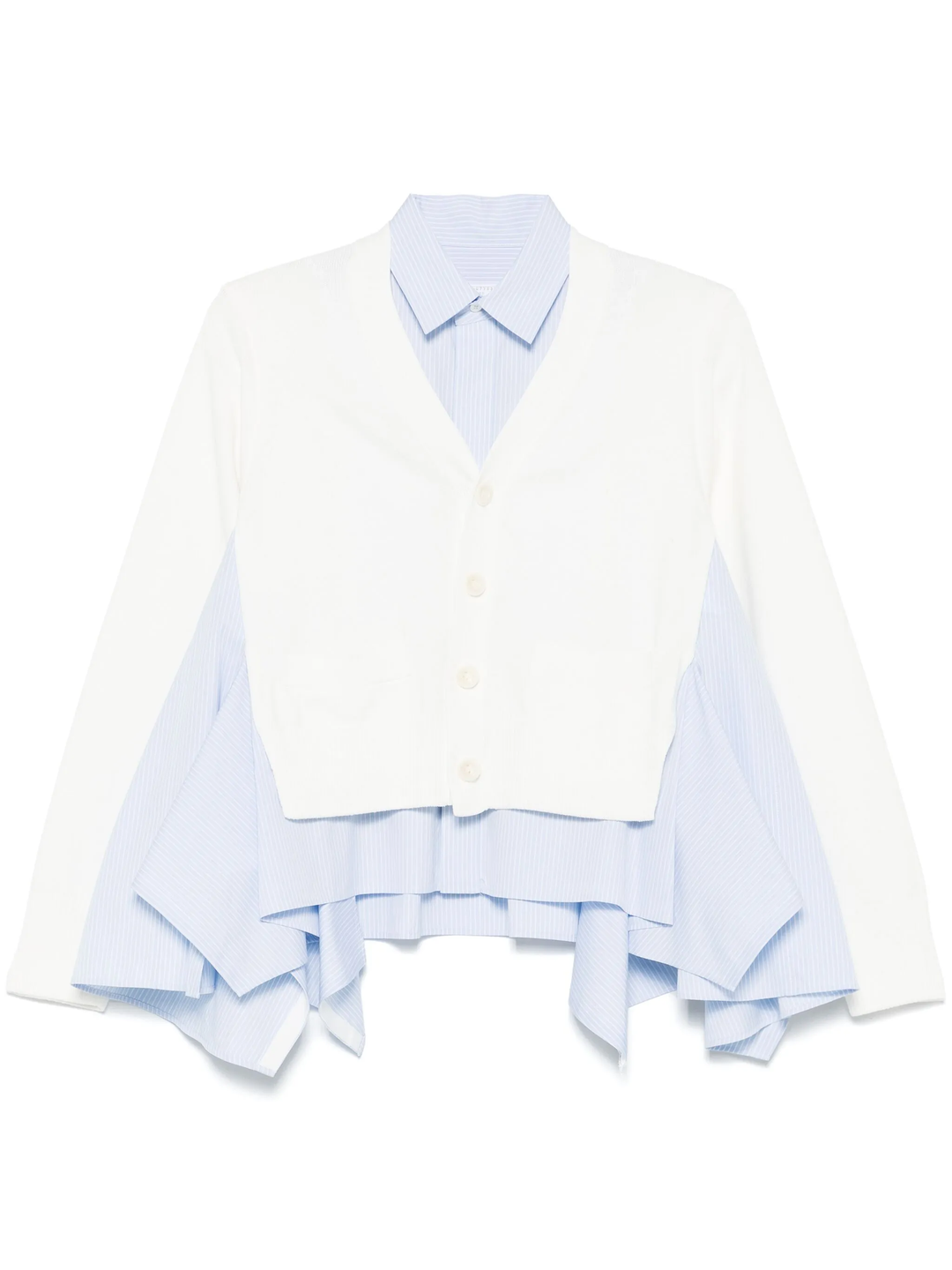 Cotton Poplin X Knit Cardigan