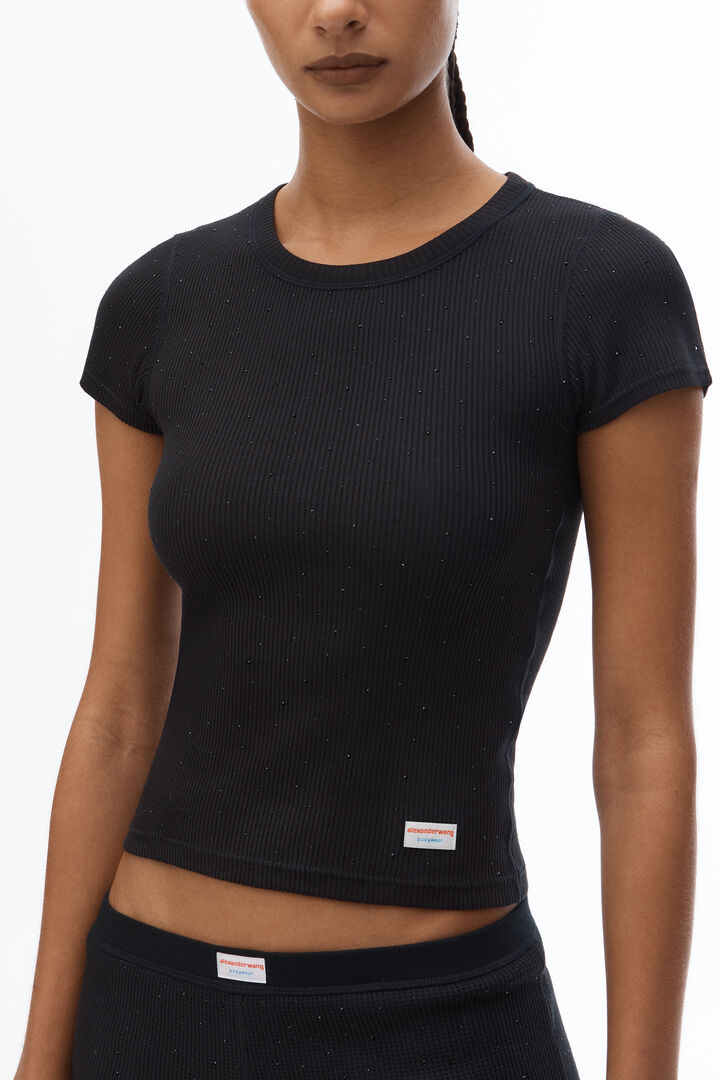 Crystal Rhinestone Embellished Crew Neck T-Shirt