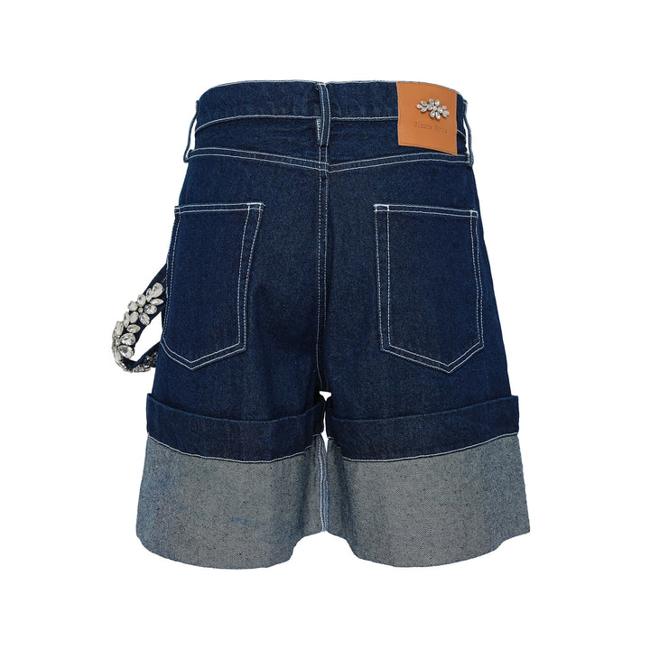 Wide Leg Puddle Denim Shorts