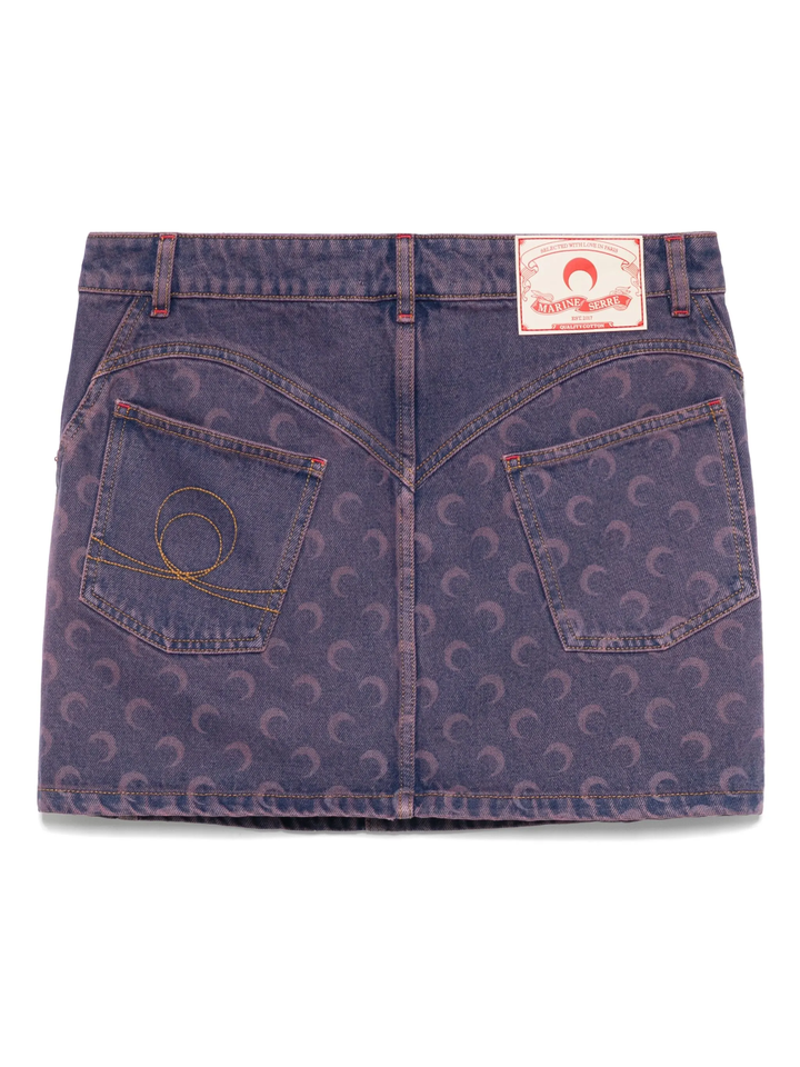 Moon Laser Denim Mini Skirt