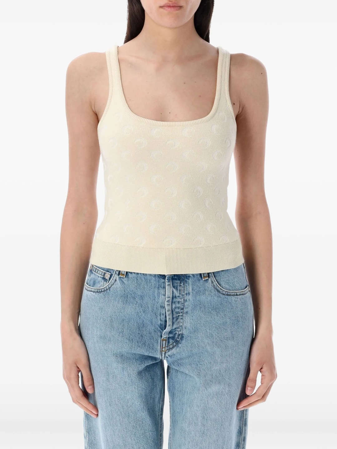 Moon Jacquard Knit Strap Top