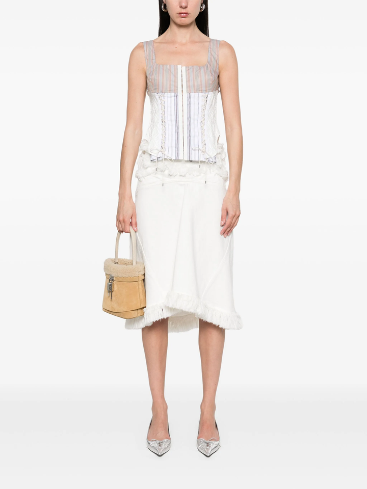 Regenerated Striped Poplin Bustier Top