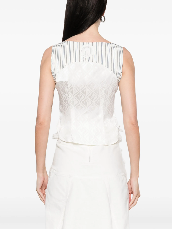 Regenerated Striped Poplin Bustier Top