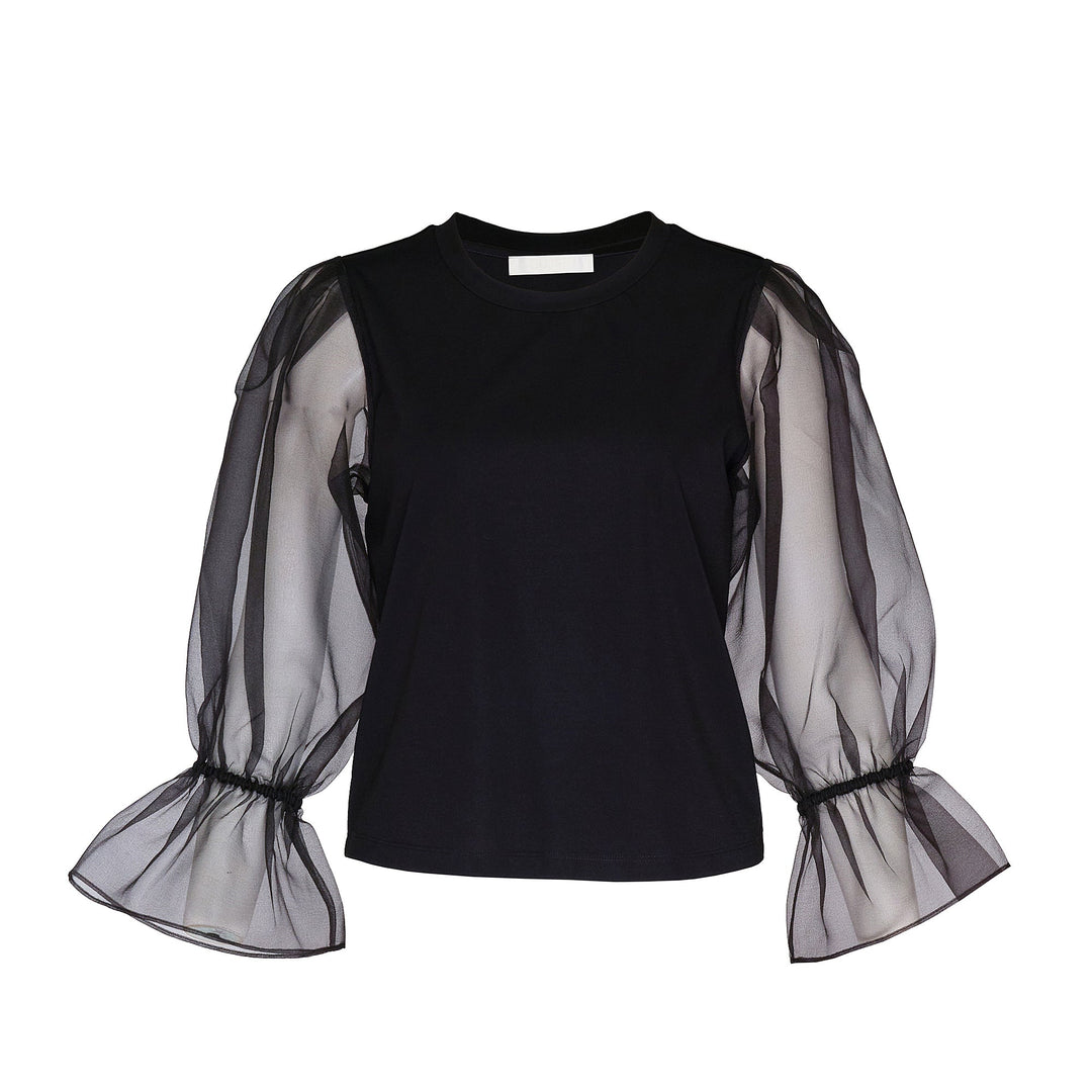 Triacetate Satin Knit Organza Top