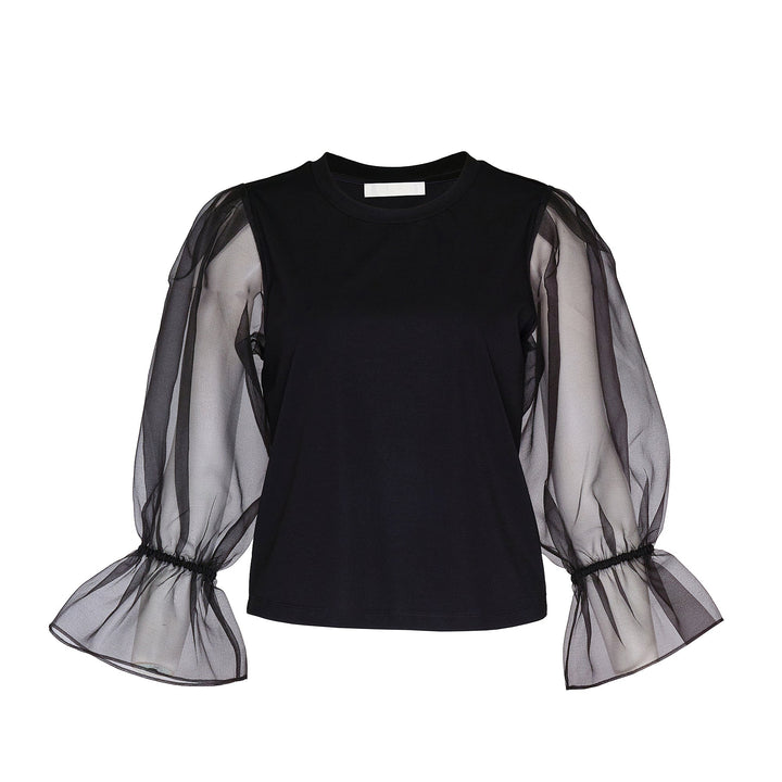 Triacetate Satin Knit Organza Top