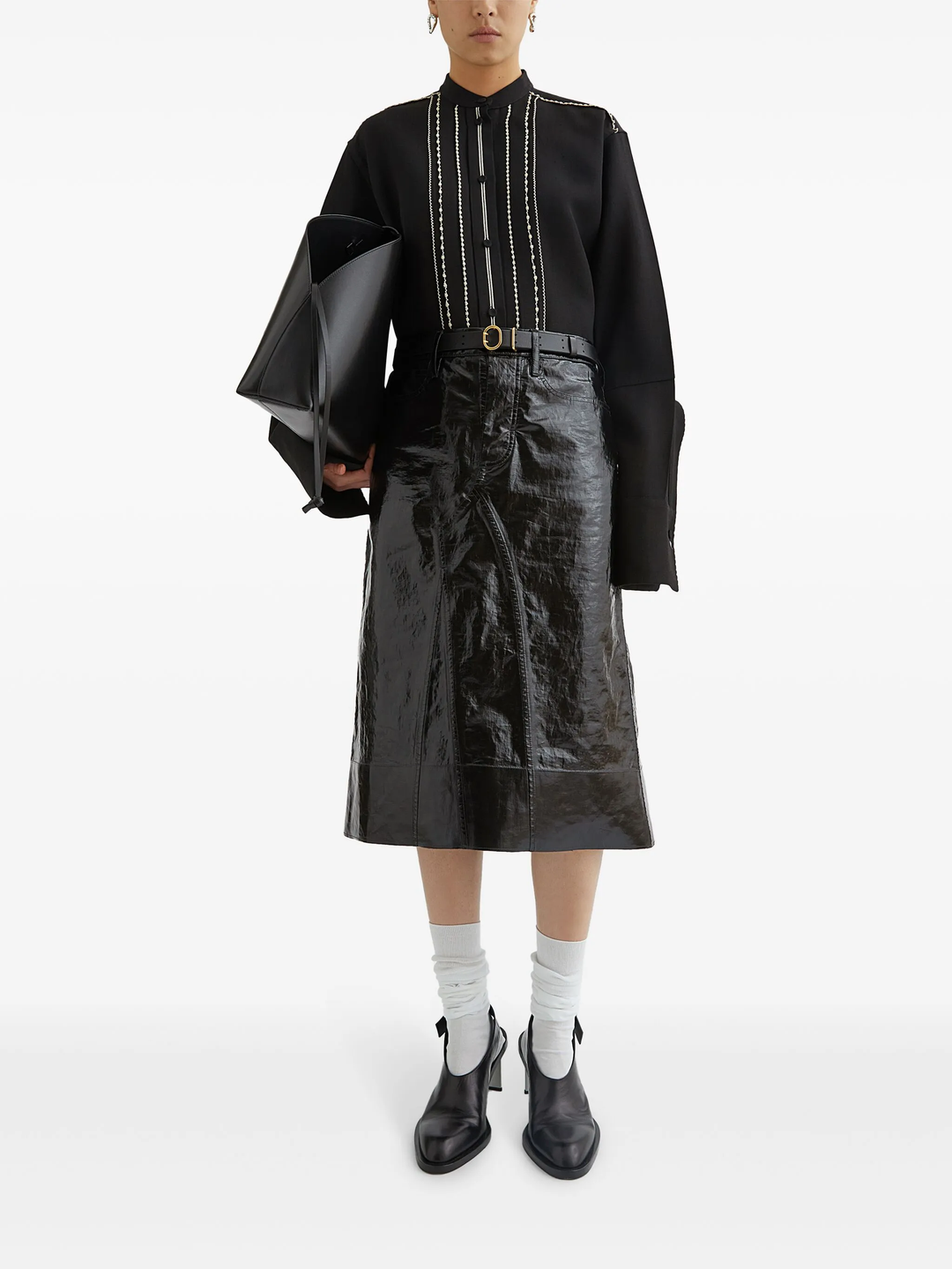 Scallop Embroidered Shirt Plastron