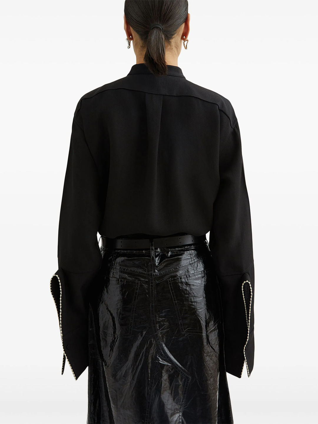 Scallop Embroidered Shirt Plastron