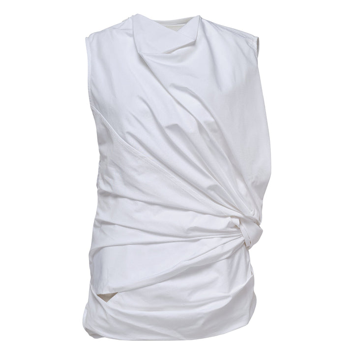 Knotted Twist Draped Cowl Neck Top