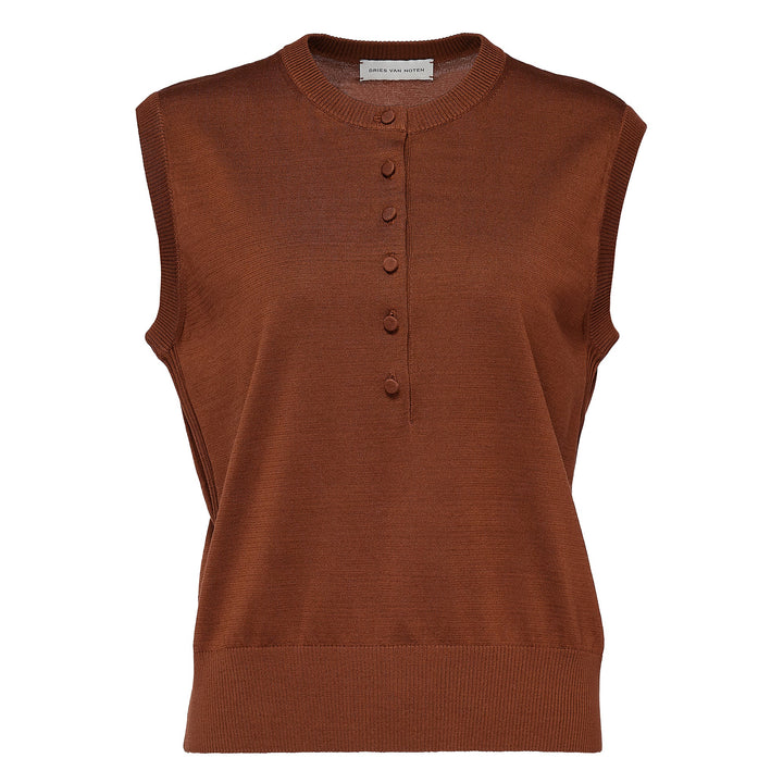 Buttoned Short Sleeve Knit Top