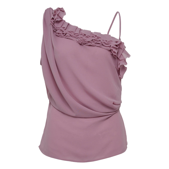 Asymmetrical Ruffled Top Voile