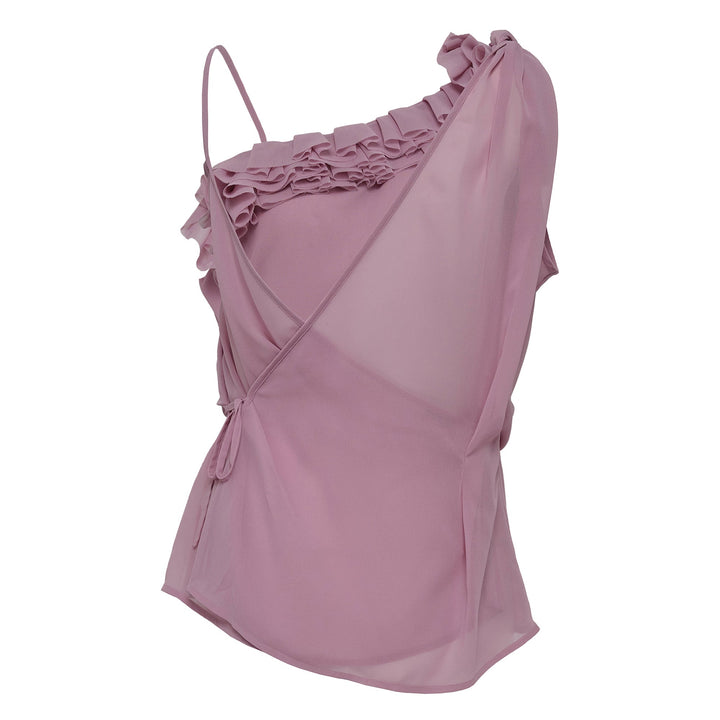 Asymmetrical Ruffled Top Voile