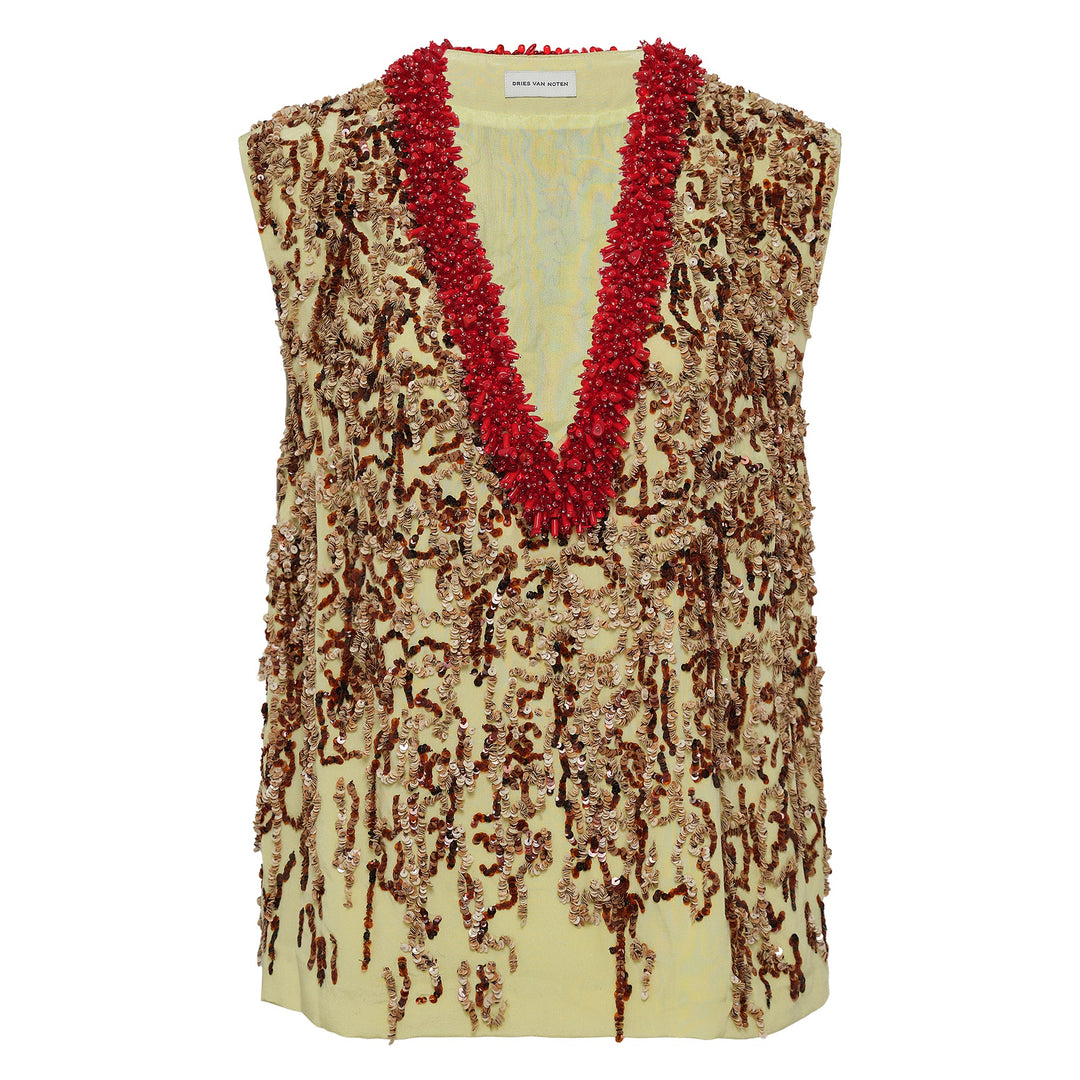 Hand Snake Sequins On Indian Top