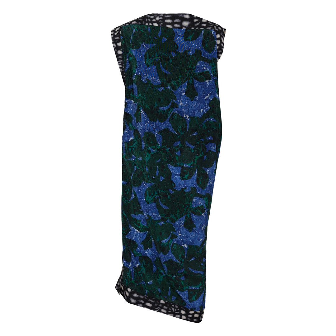 Marble Flower Silk Crepe Dress