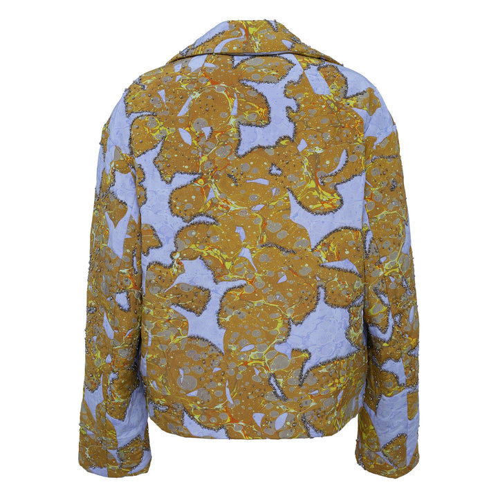 Marble Flower Print Silk Crepe Blouse