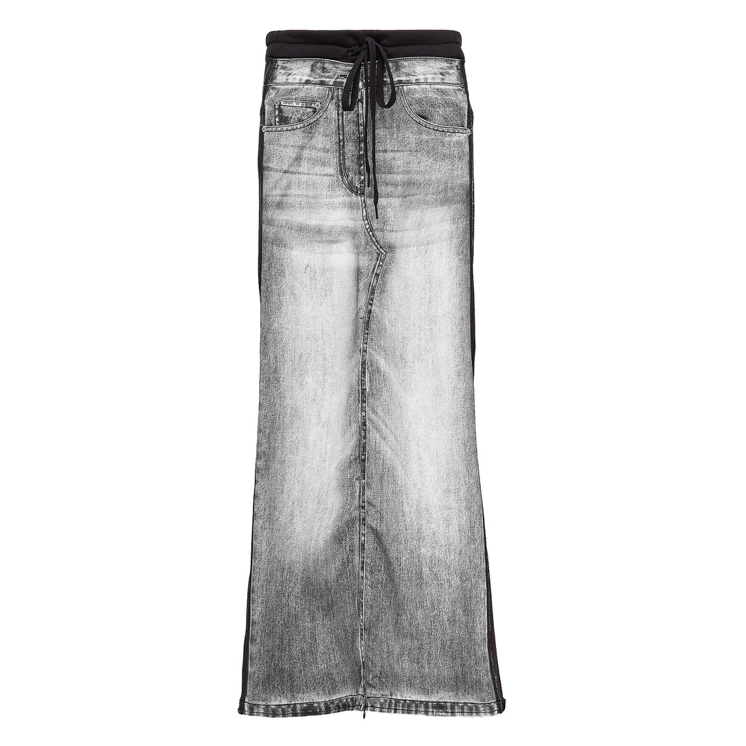 Front Jean Effect Jersey Skirt