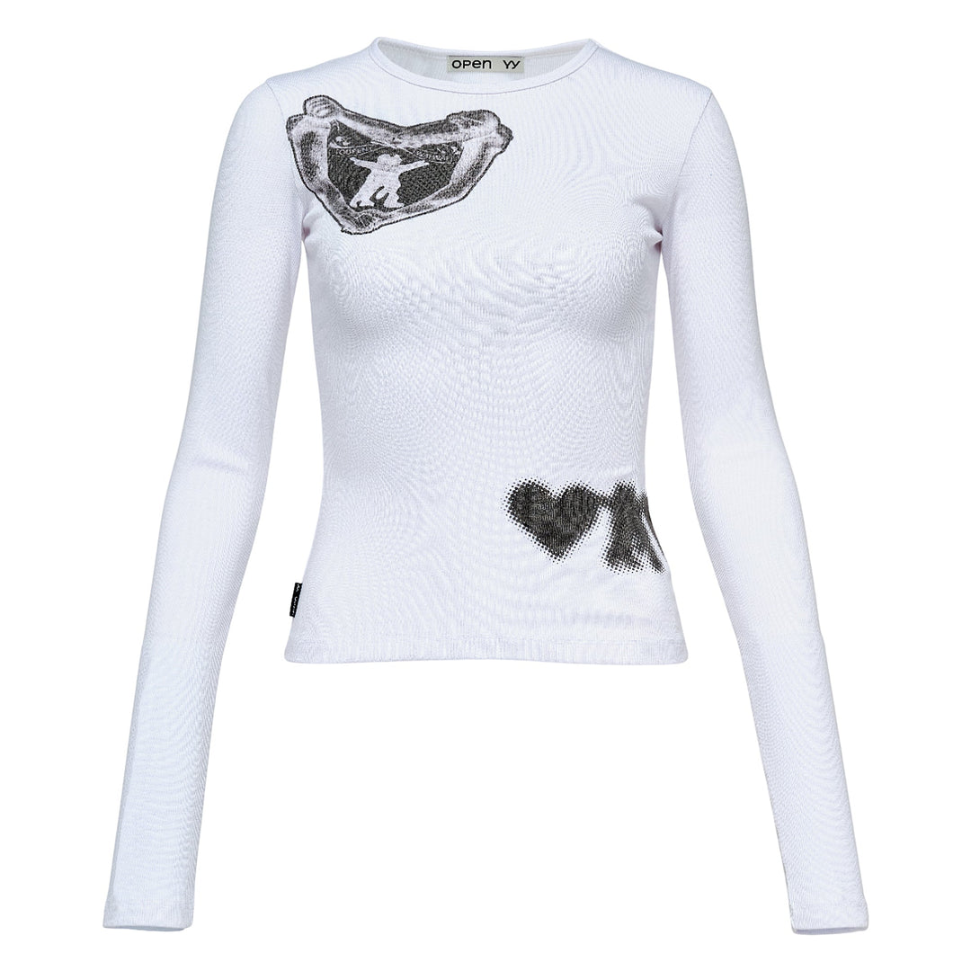 Ribbed YY Hug&Heart Top