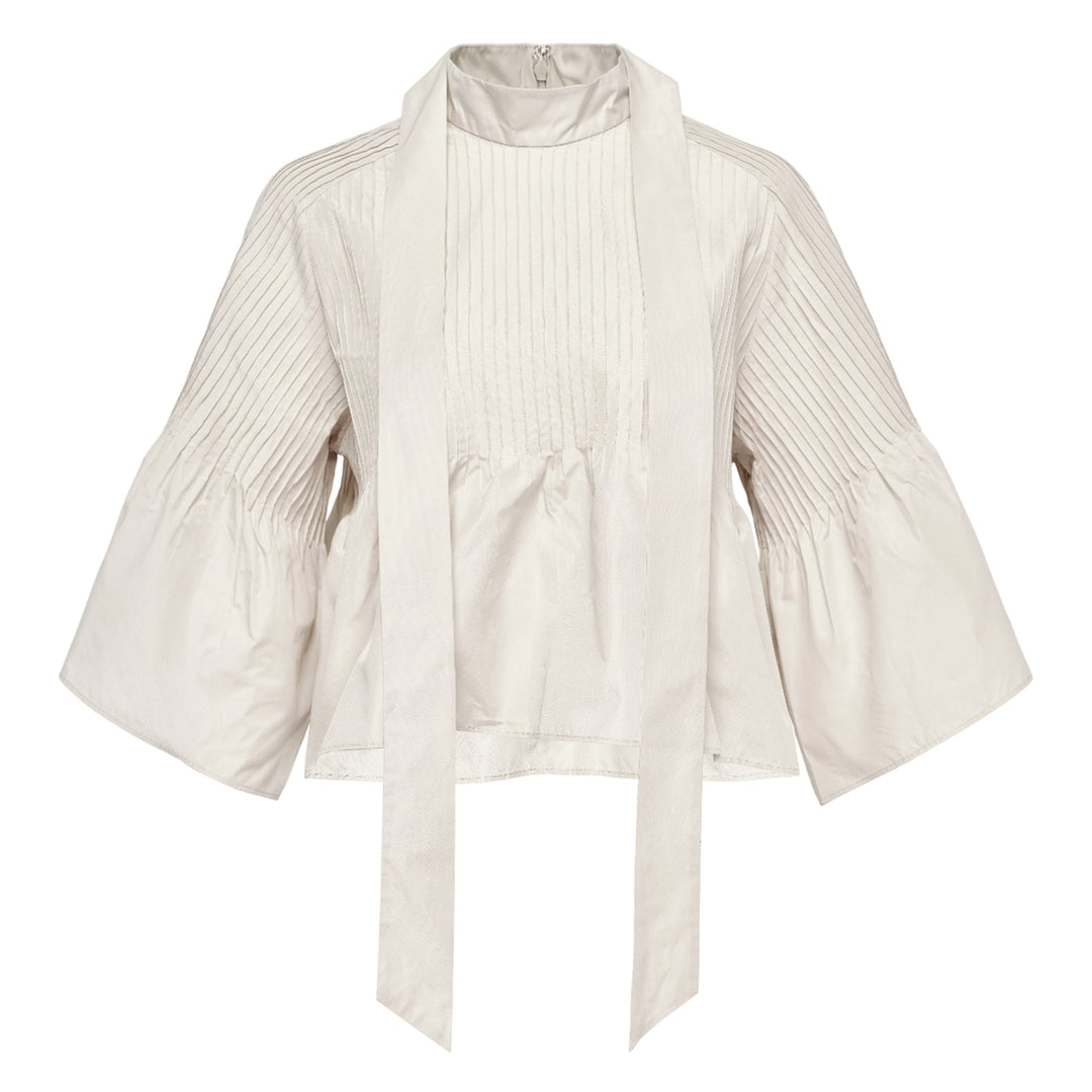 Poly Chambray Taffeta Pintuck Top