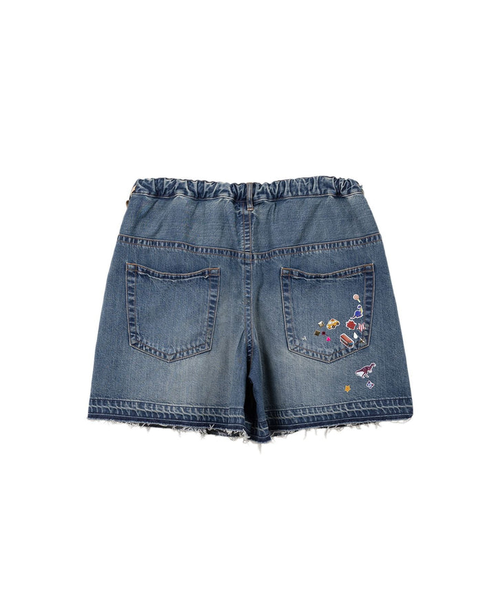 Jeans Sticker Gather Shorts