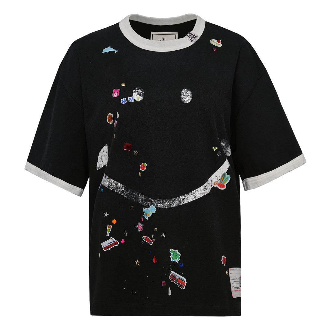 Smily Face Printed Sticker Tee