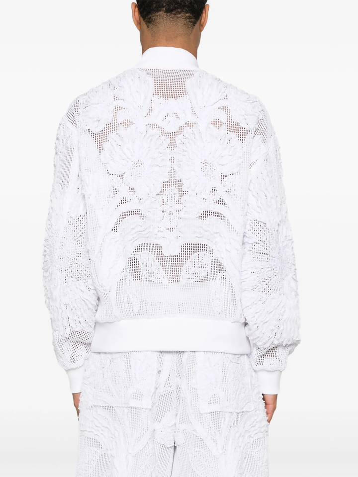 Mesh Ruching Zip Blouson