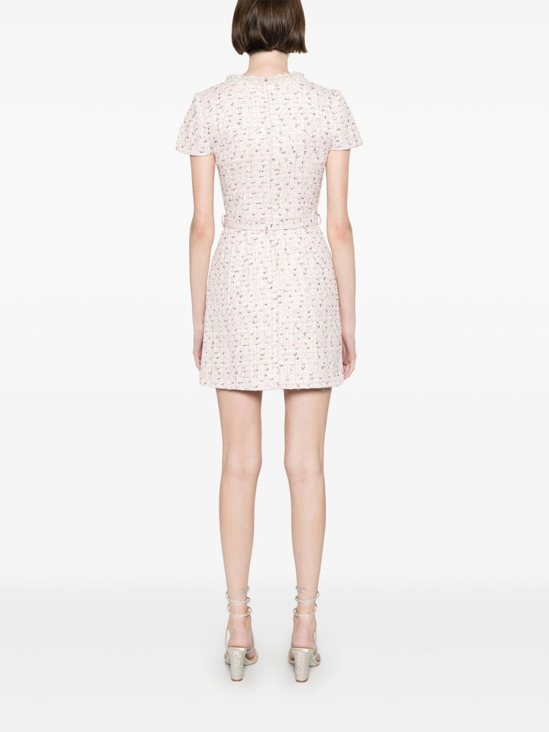 Pink Boucle Pearl Mini Dress