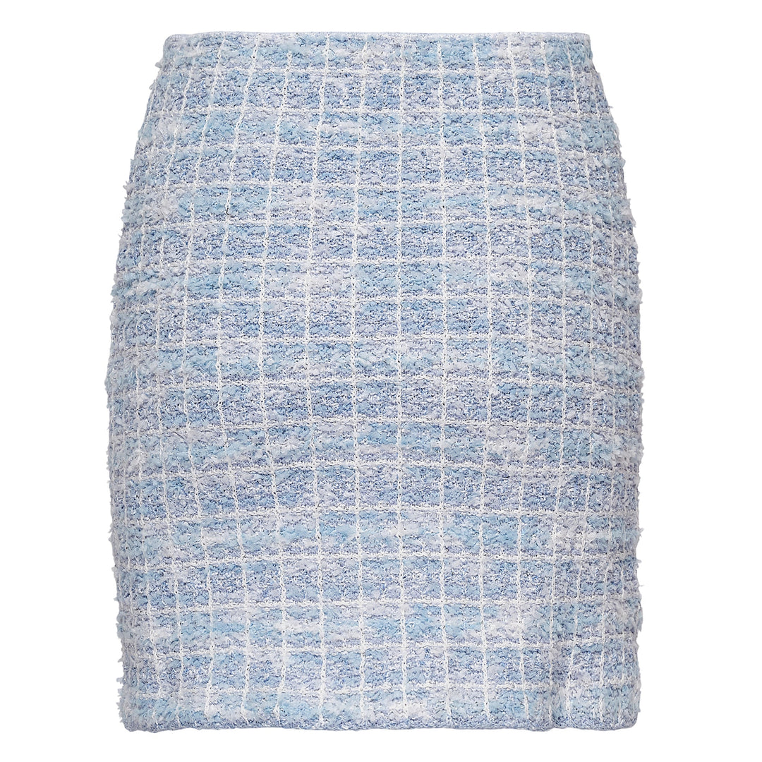 Blue Check Knit Mini Skirt