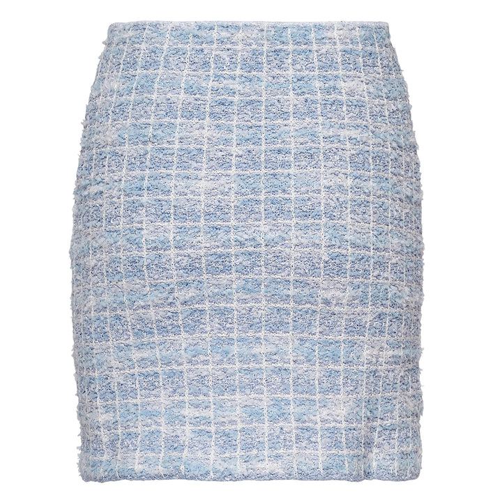 Blue Check Knit Mini Skirt