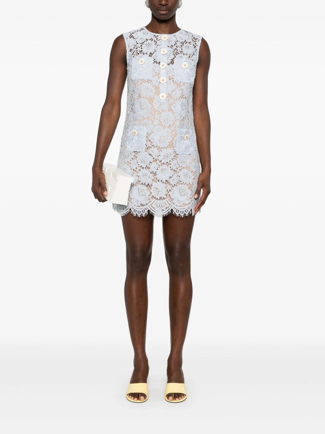 Blue Fine Lace Mini Dress