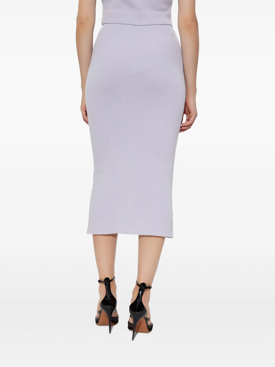 Lilac Embellished Knit Midi Skirt