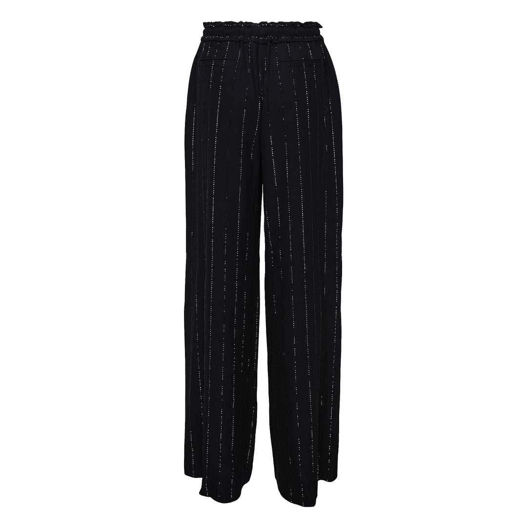 Navy Rhinestone Pinstripe Trousers