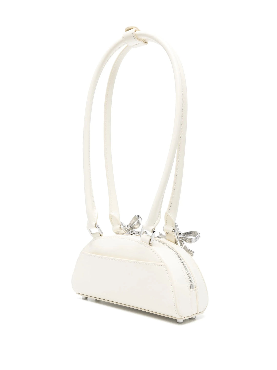Cream Leather Curved Mini Shoulder Bag