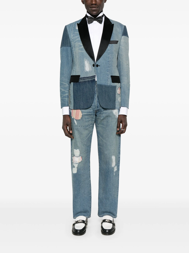 Multi Fabrics Patchwork Denim Jacket