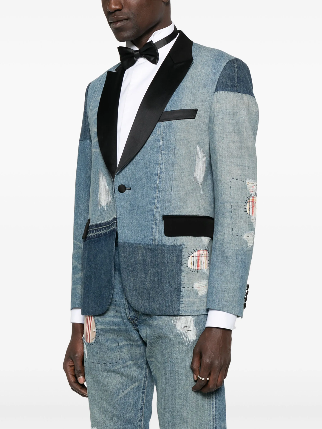 Multi Fabrics Patchwork Denim Jacket