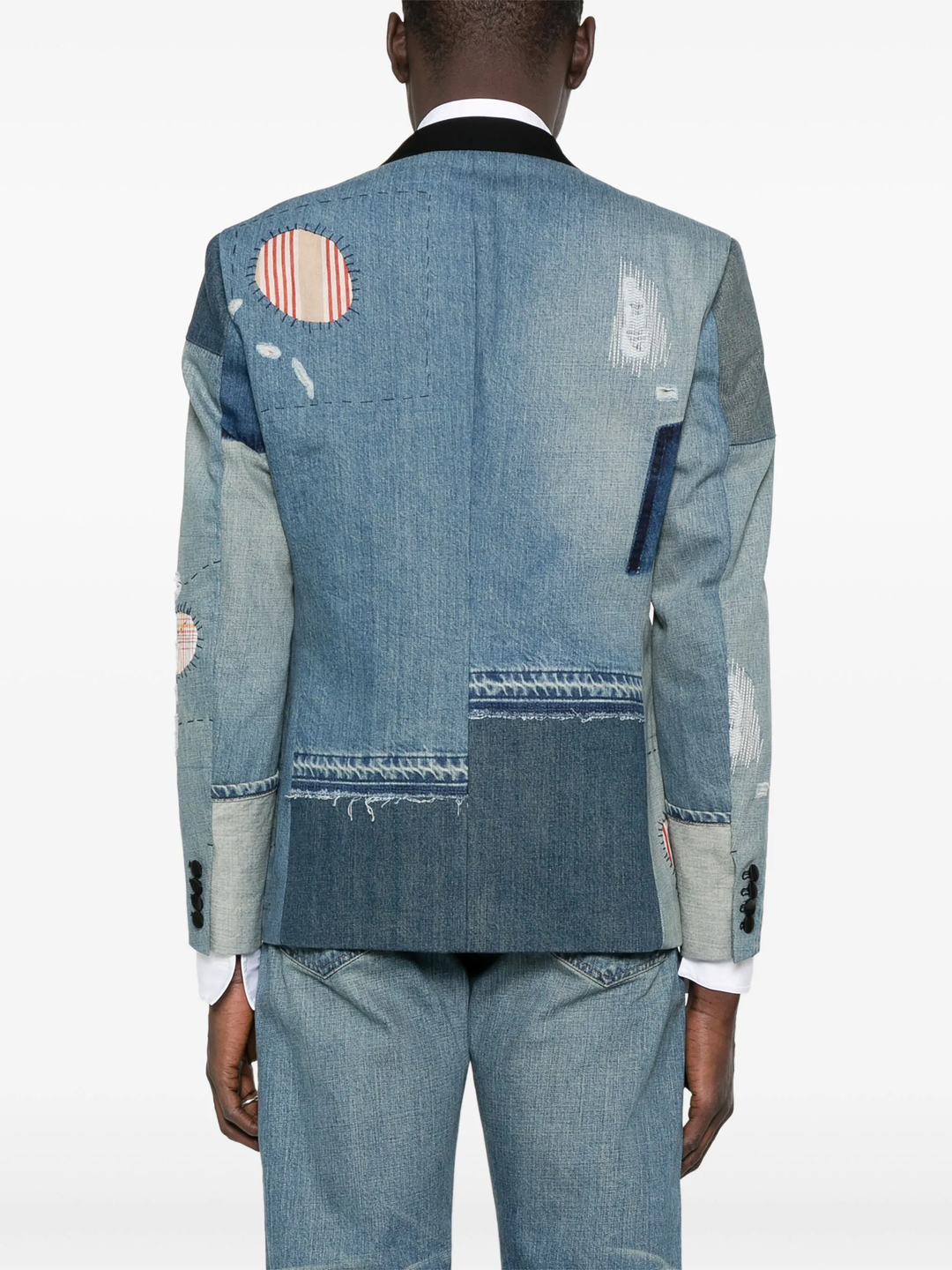 Multi Fabrics Patchwork Denim Jacket