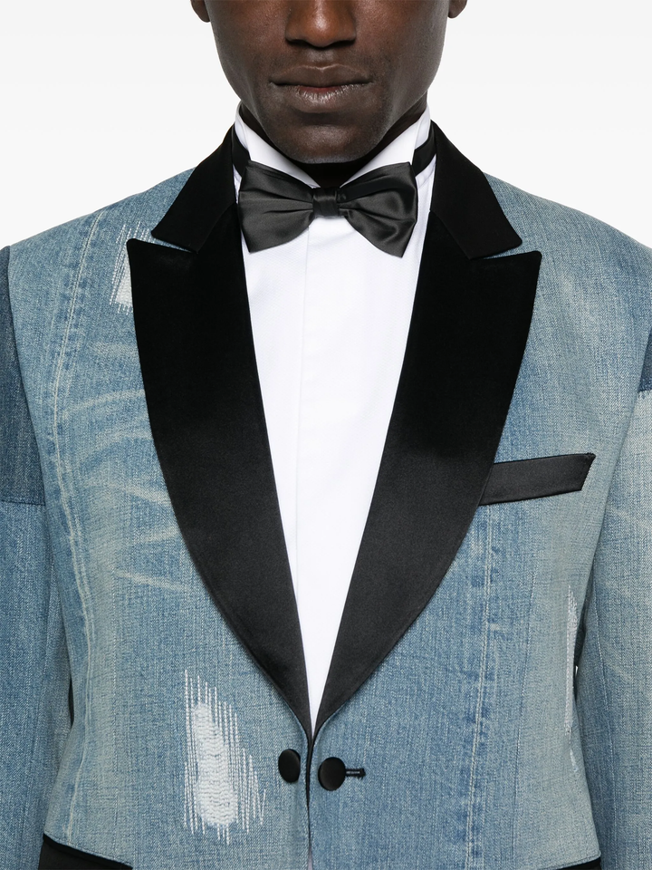 Multi Fabrics Patchwork Denim Jacket