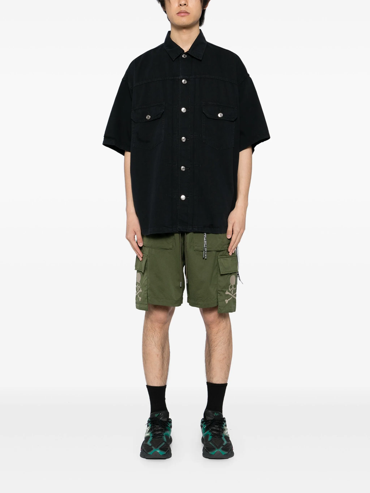 Distressed Short Sleeve Denim Shirt