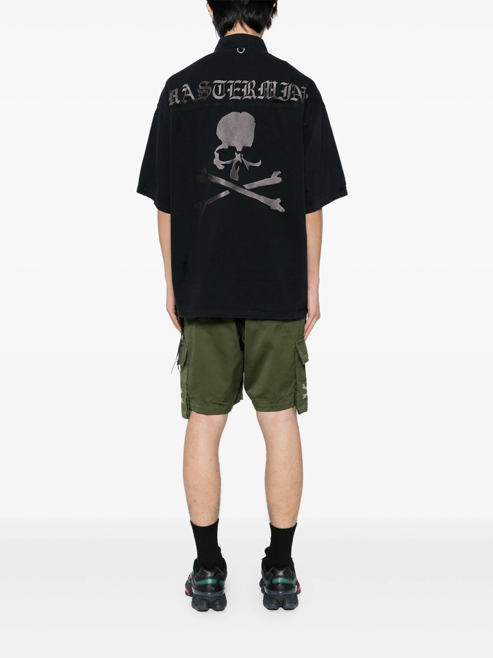 Distressed Short Sleeve Denim Shirt