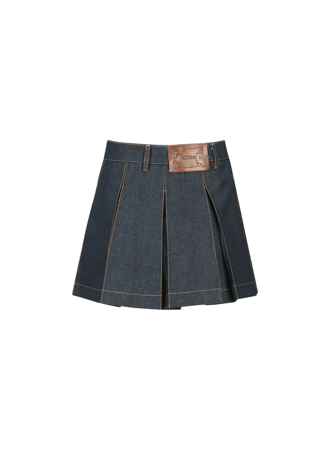 Embroidery Panel Pleated Denim Skirt