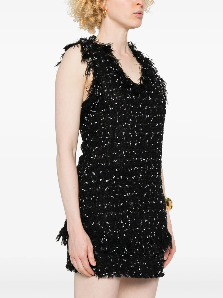 Thin Straps Polka Dots Tweed Top