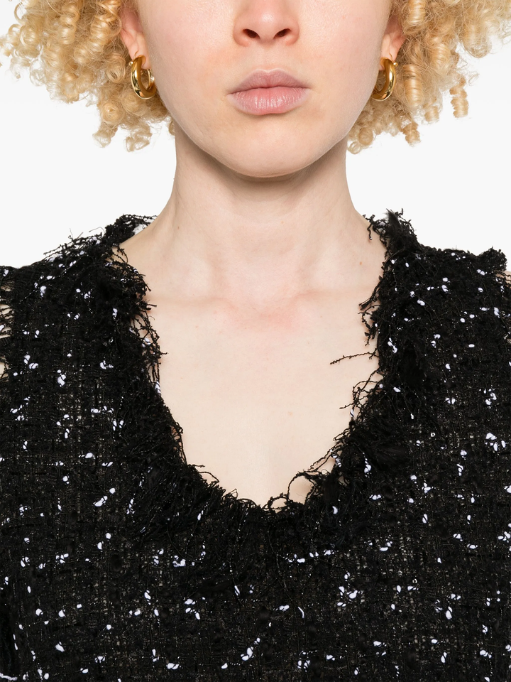 Thin Straps Polka Dots Tweed Top