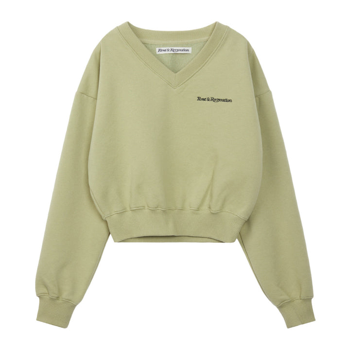 V-Neck Cropped Sweatshirt