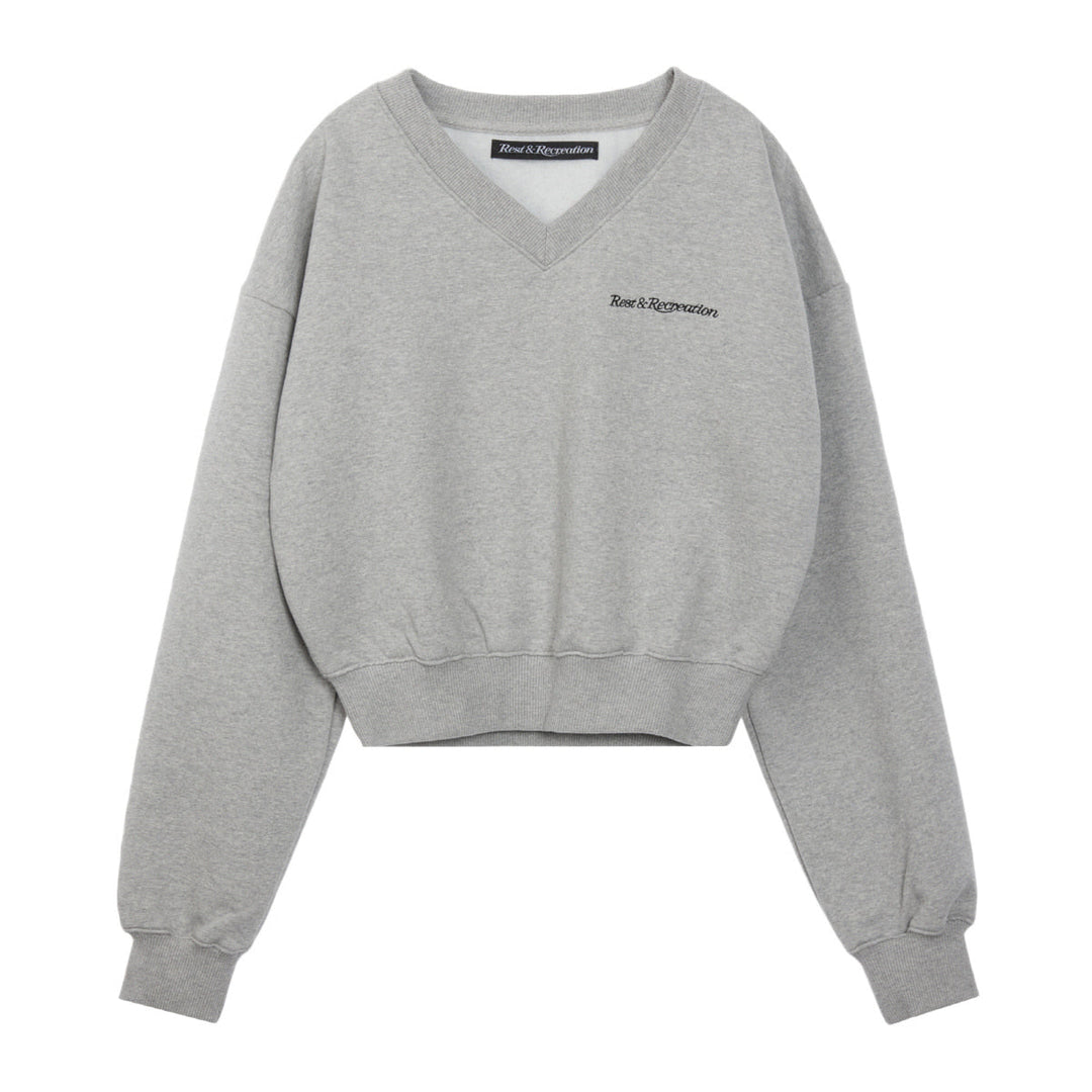 V-Neck Cropped Sweatshirt