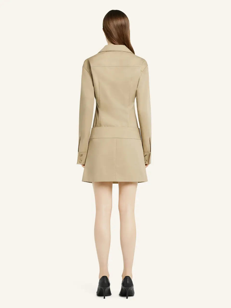 Pleated Belted Polycotton Mini Skirt