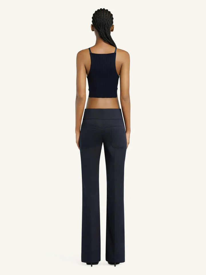 Opened Pointy Rib Knit Top